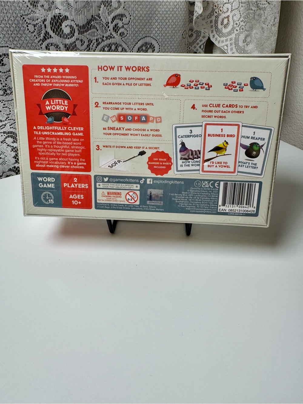 NIB A Little Wordy Tile-Unscrambling Game-2 Players, Ages 10 and Up
